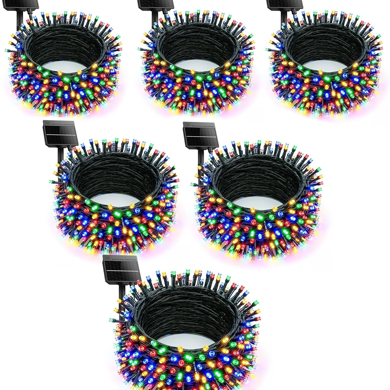 Minetom 6PC 240FT Christmas Outdoor Solar String Lights Waterproof 600 LEDs, Multicolor, 6, photo 2