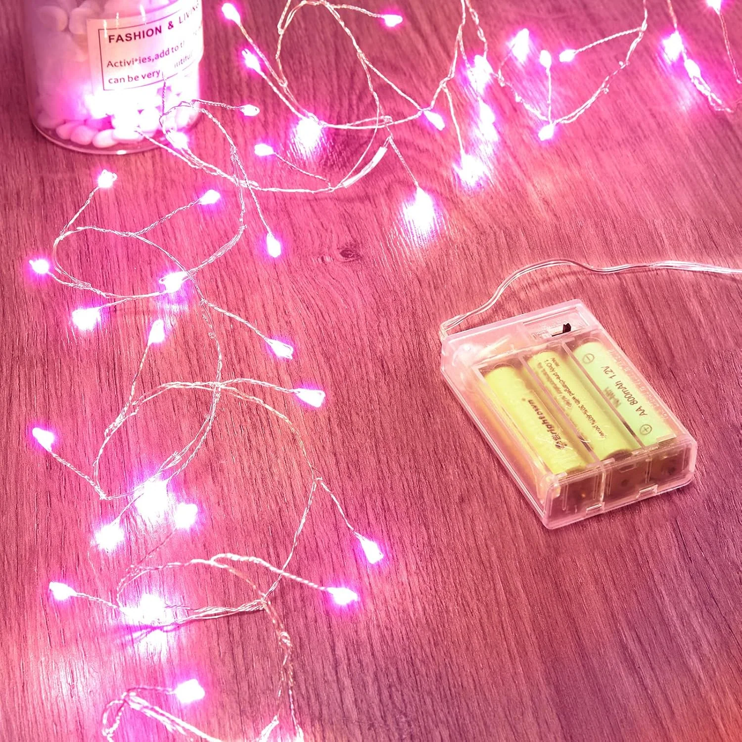 Minetom Fairy Lights Battery Operated, Twinkle String Lights 5ft 60LED, Pink, 1 Pack, photo 1