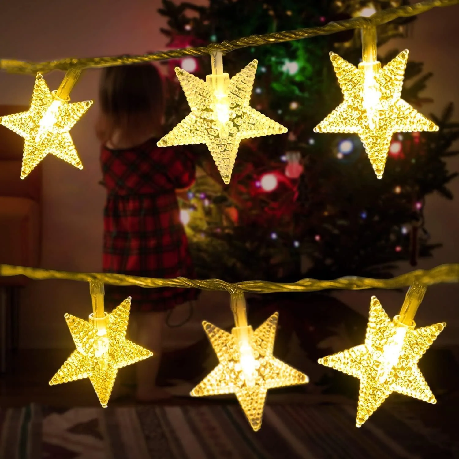 Minetom 33ft Plug in Star String Lights with Remote and Timer, photo 2