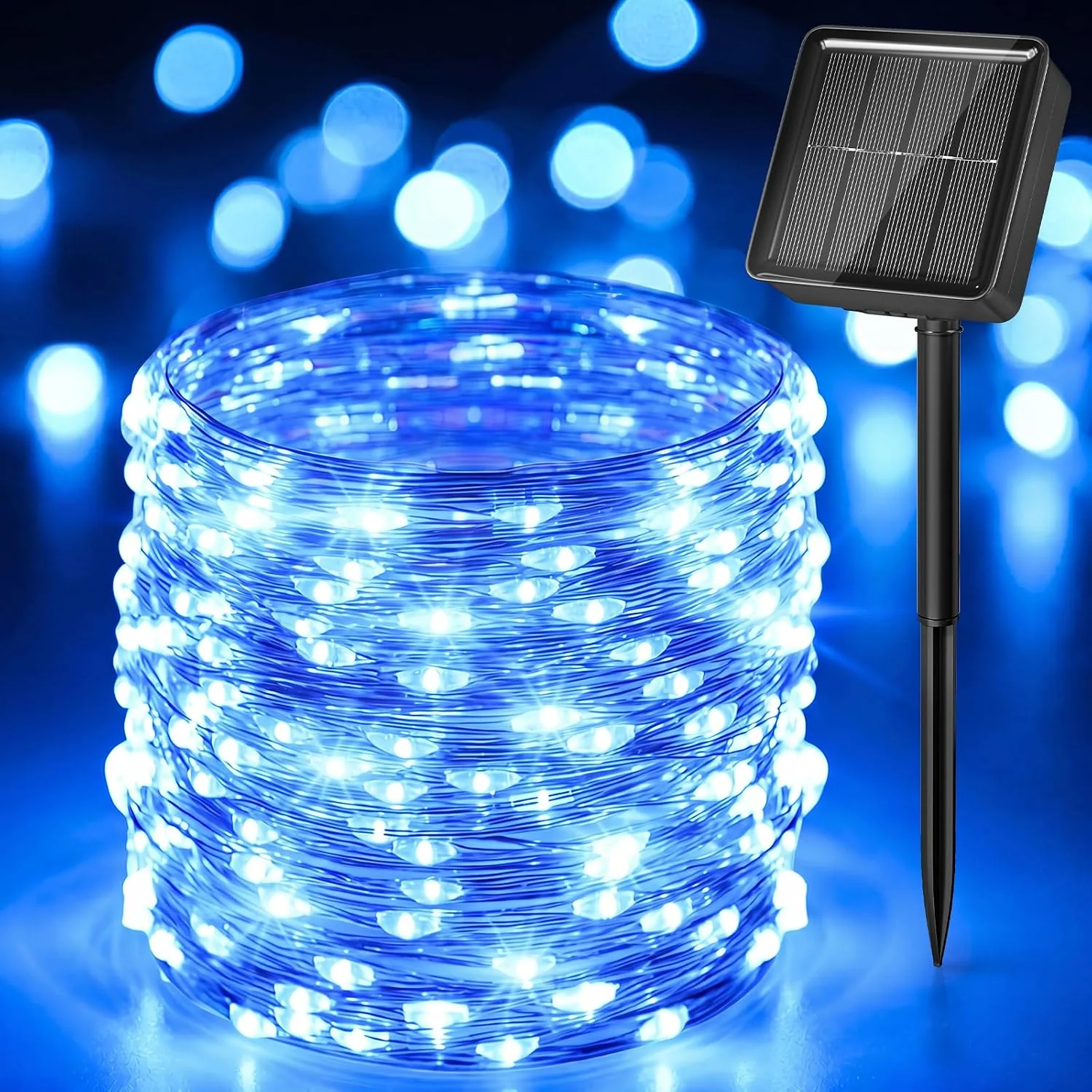 Minetom Solar String Lights for Outside, Blue and White, 1 Pack, photo 4