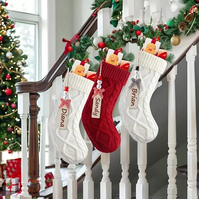 Minetom Personalized Christmas Stockings, 18 Inches Hanging Stockings with DIY, thumbnail 2