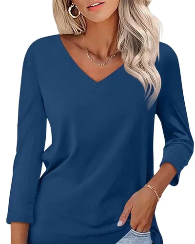 Minetom Women's 3/4 Length Sleeve Tops V Neck T Shirts Casual Basic Tees, thumbnail 23