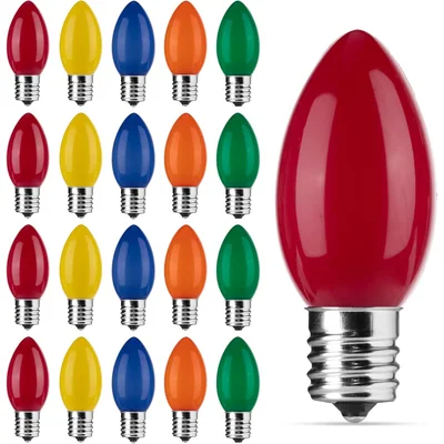 Minetom 25 Pack Multicolor C9 LED Christmas Light Bulbs, thumbnail 1