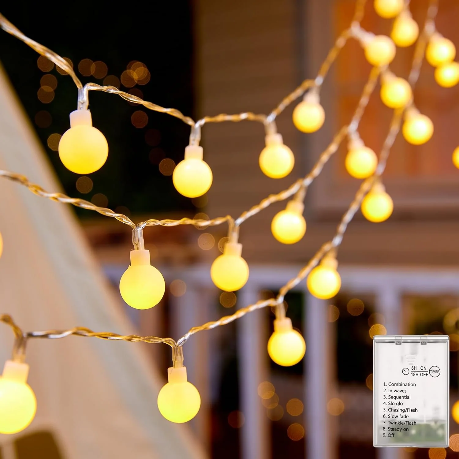 Minetom Globe String Lights Battery Operated, Warm White, 2 Pack, photo 4