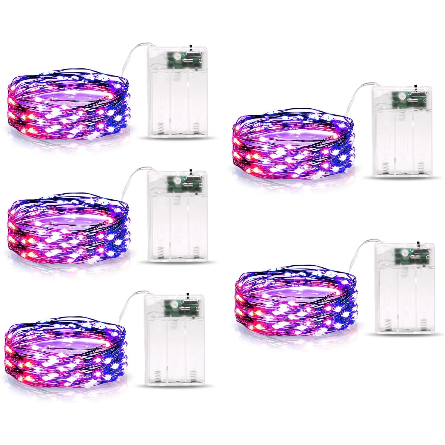 Minetom 5 Pack Fairy Lights Battery Operated, Orange & Purple, 5 Pack, photo 3