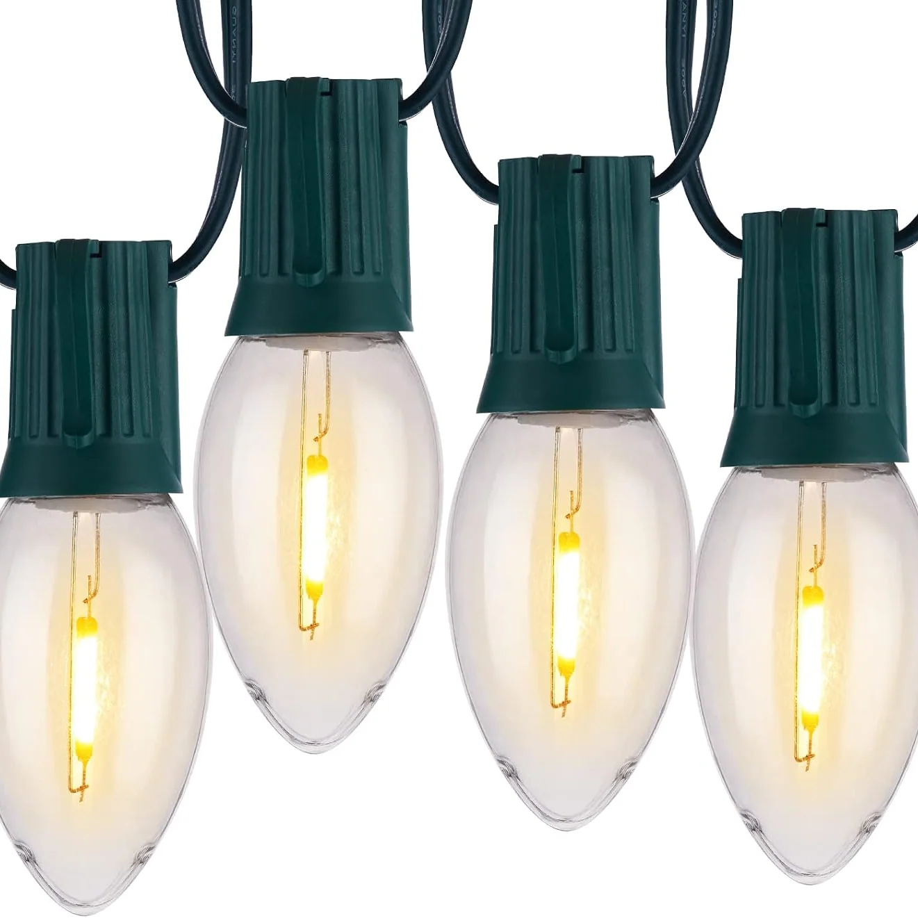 Minetom Vintage C9 Christmas Lights Outdoor, Green Wire, Warm White, 50 FT, photo 3