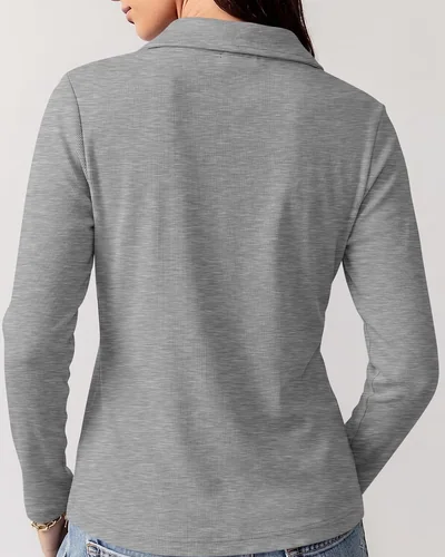 Minetom Womens long Sleeve Button Down Tops V Neck Collared Shirts, thumbnail 2