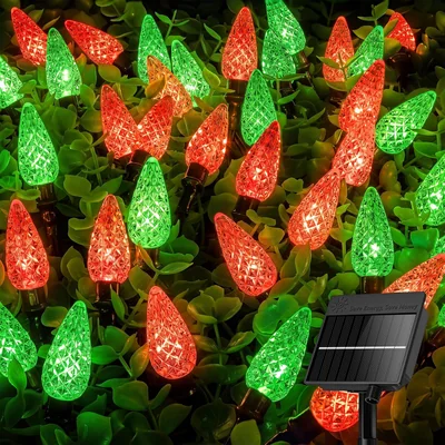 Minetom 23FT 50 LED C6 Solar Christmas Lights Outdoor Waterproof, thumbnail 1