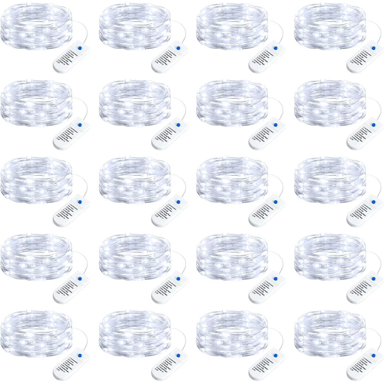 Minetom 12 Pack Warm White Battery Operated Fairy String Lights 8 Modes, White, 20 Pack, photo 6