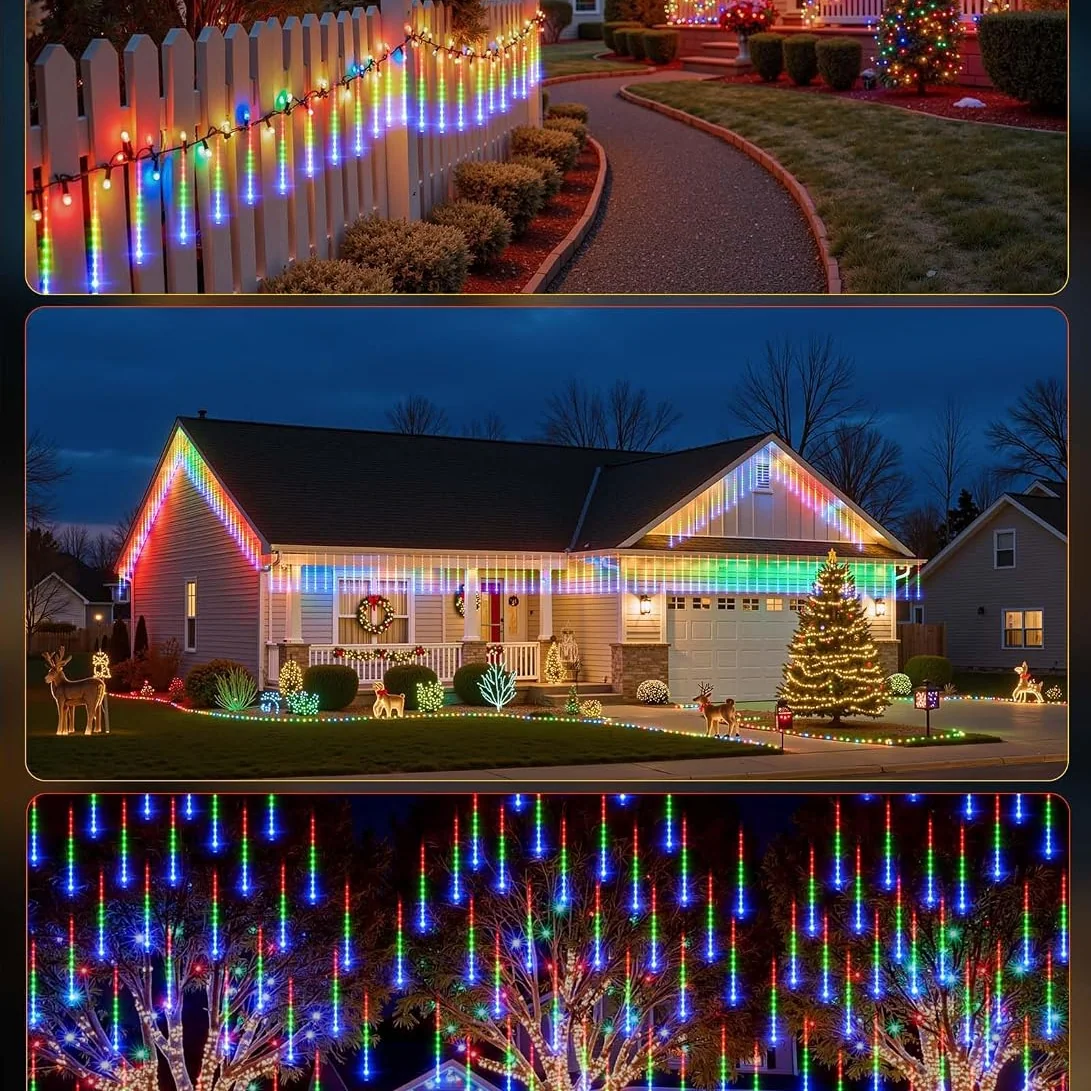Minetom Solar Meteor Shower Icicle Lights, photo 3