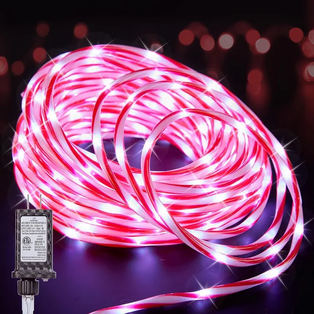 Minetom Christmas Lights Outdoor, 66FT 400 LED Candy Cane Rope Light Outdoor