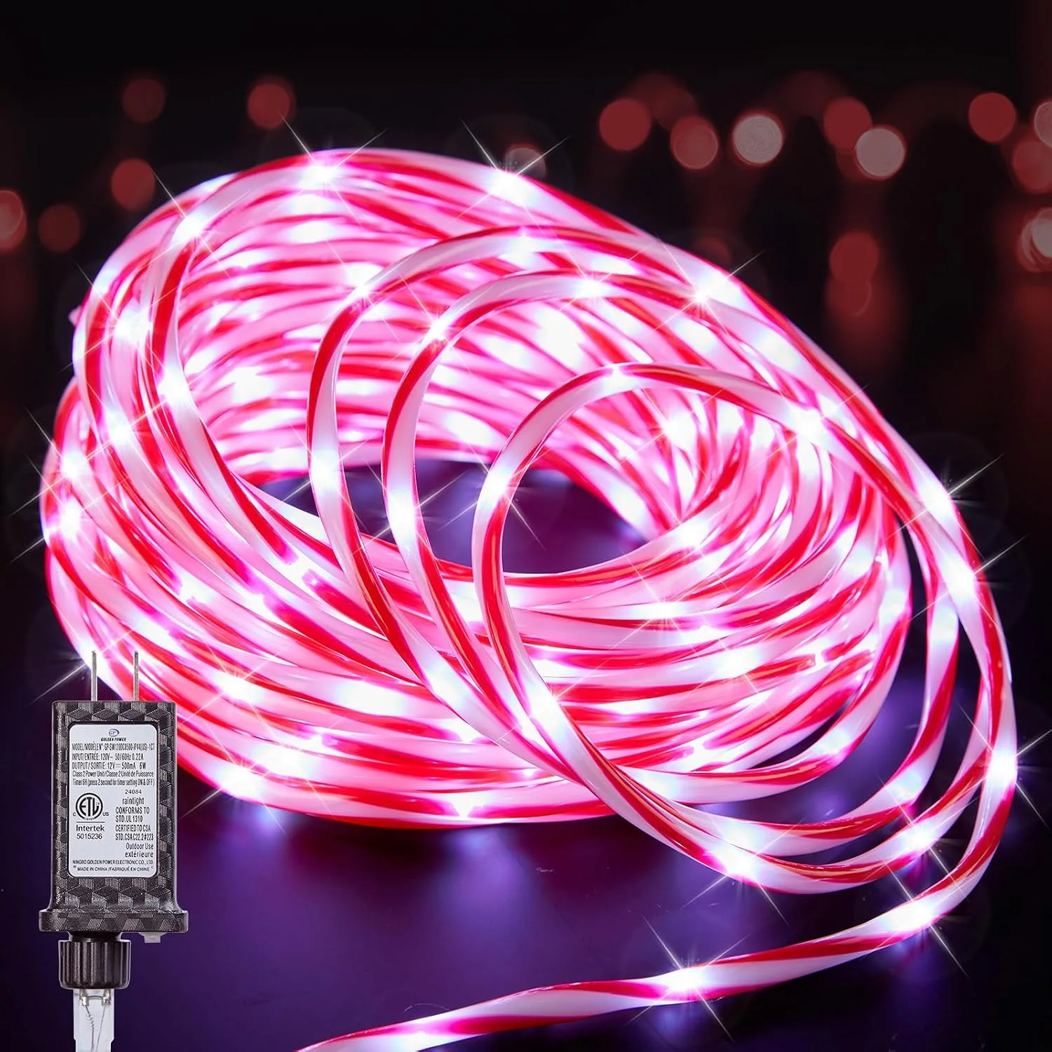 Minetom Christmas Lights Outdoor, 66FT 400 LED Candy Cane Rope Light Outdoor, Pure White, 66FT 400LED, photo 1