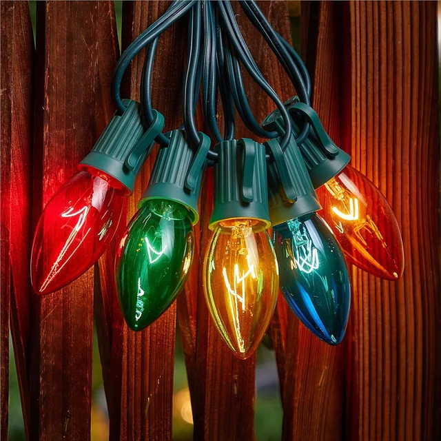 Minetom C9 String Lights Outdoor Christmas Lights 25 Feet Multicolor for Patio