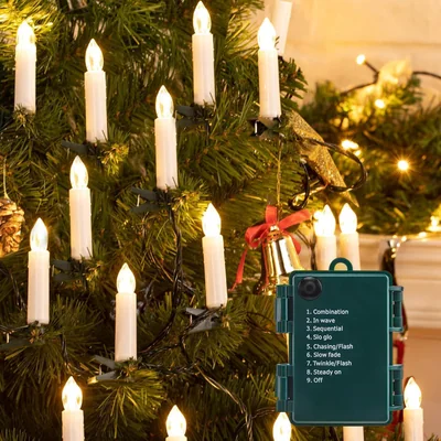Minetom 48ft 50 LED Connectable Flameless Candle Lights for Christmas Tree, thumbnail 6
