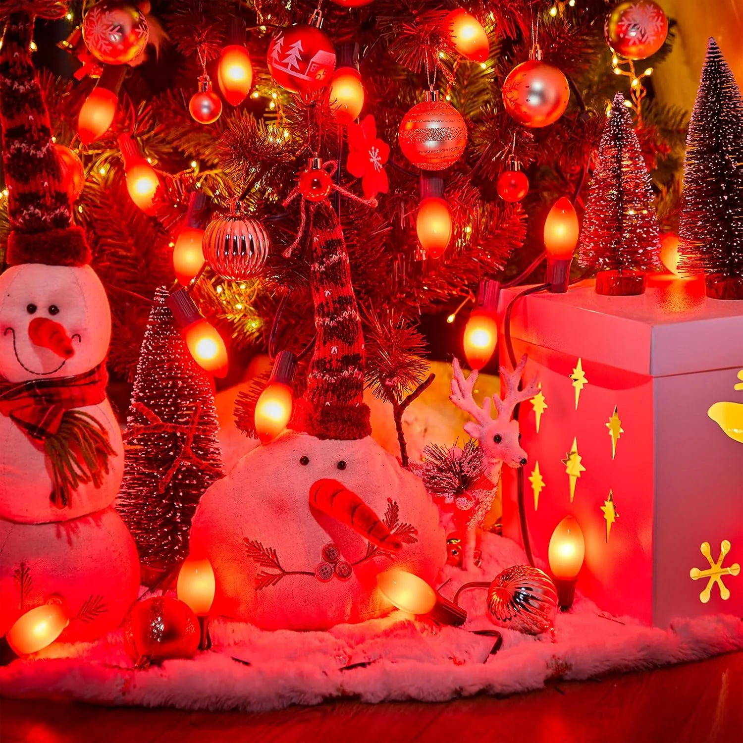 Minetom 25 Pack C9 LED Christmas Light Bulbs, Red Plastic C9 Shatterproof LED Bulbs, photo 2