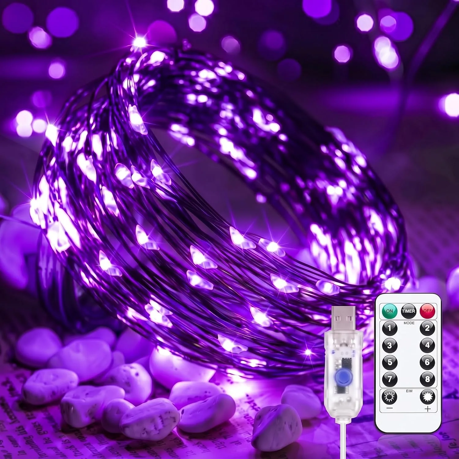Minetom Twinkle Fairy Lights Plug, Purple, 1 Pack - 100LEDs, photo 9