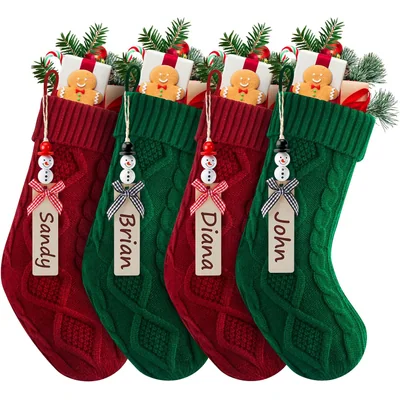 Minetom Personalized Christmas Stockings, Christmas Hanging Stockings with Name Tags, thumbnail 7