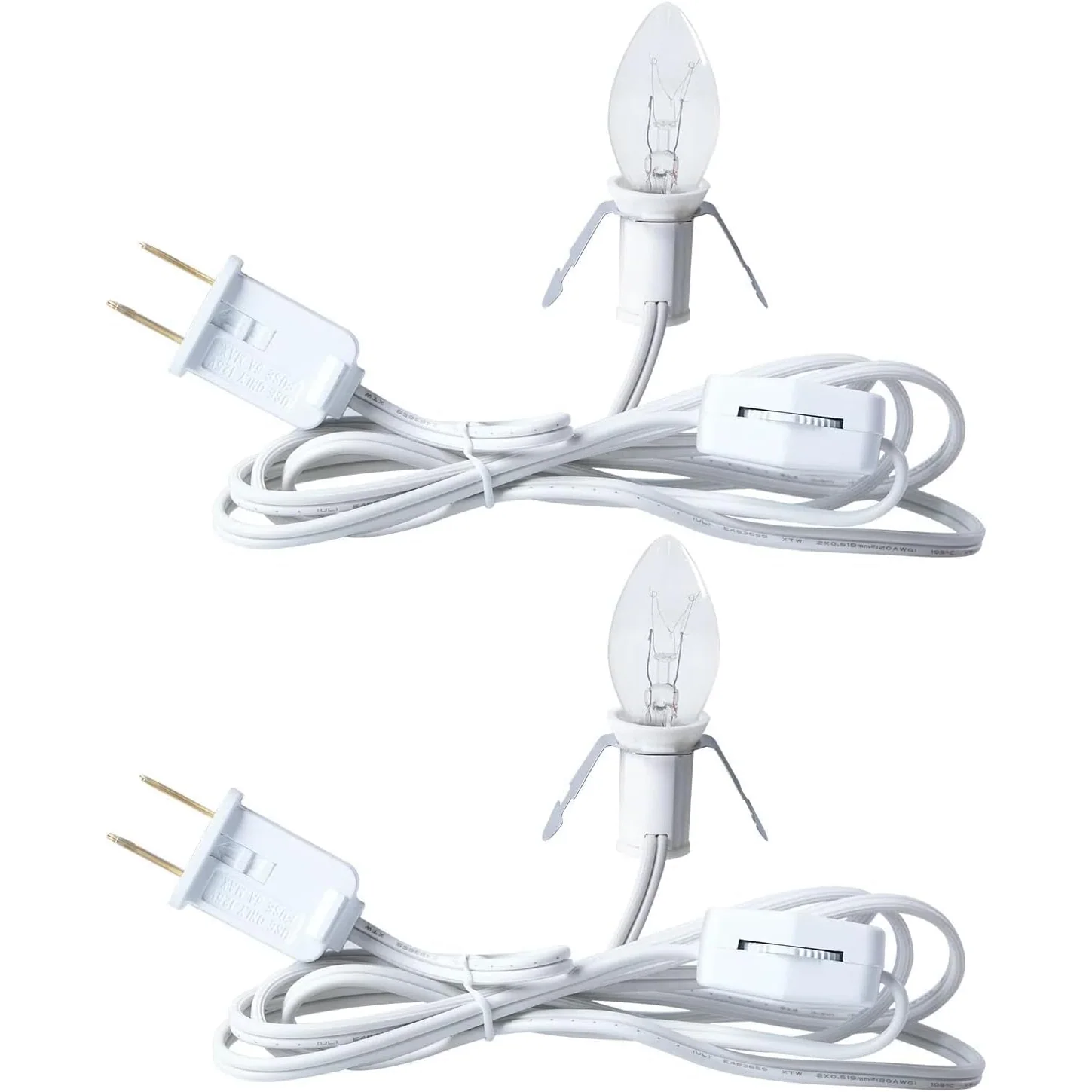Minetom 2 Pack 6 Ft. White Cords with One LED Light, Multicolor, 2 Pack, photo 3