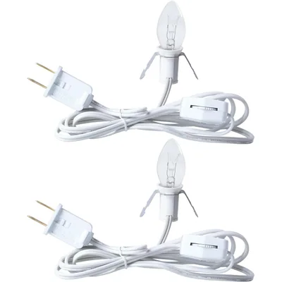 Minetom 2 Pack 6 Ft. White Cords with One LED Light, thumbnail 3