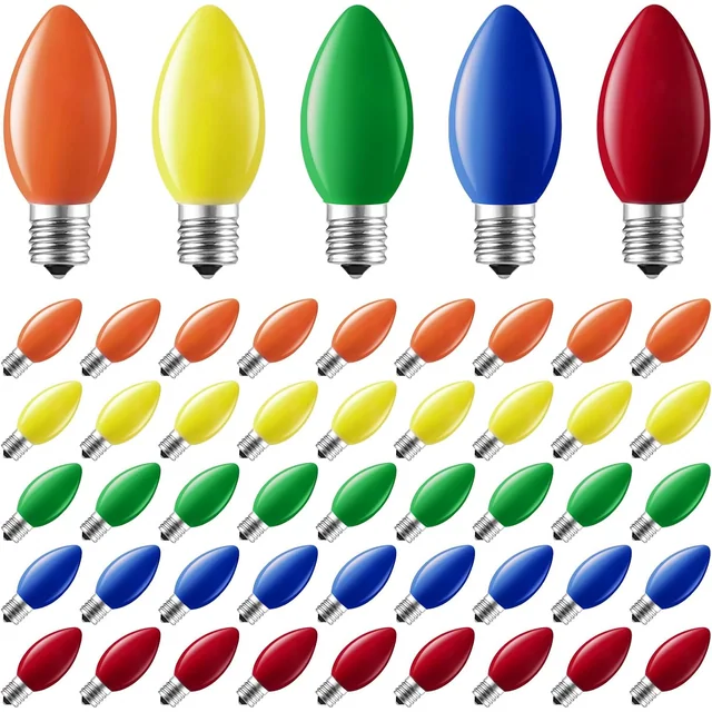 Minetom 50 Pack Multicolor C9 LED Christmas Light Bulbs