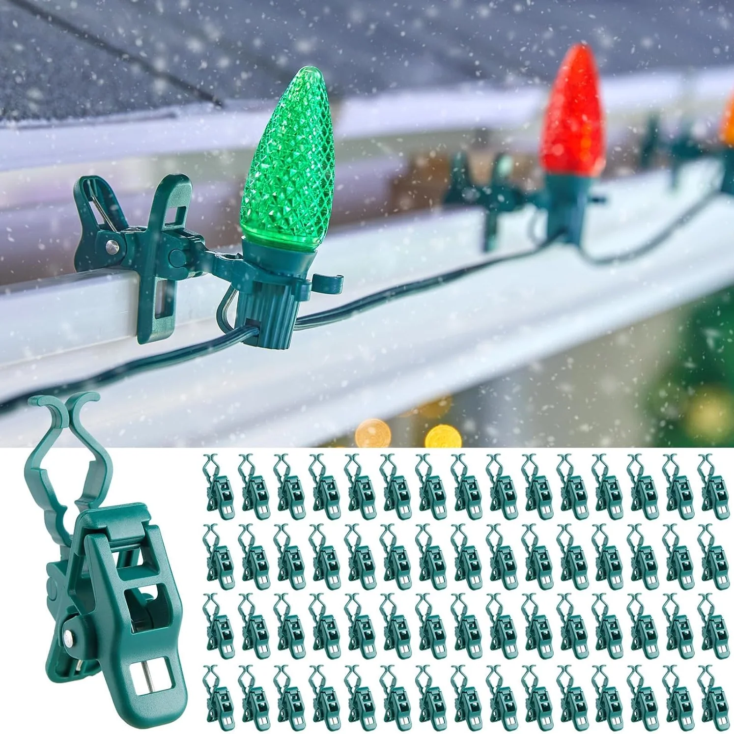 Minetom C7 C9 Christmas Light Clips 100 Count Universal Spring Outdoor, Medium, 100, photo 1