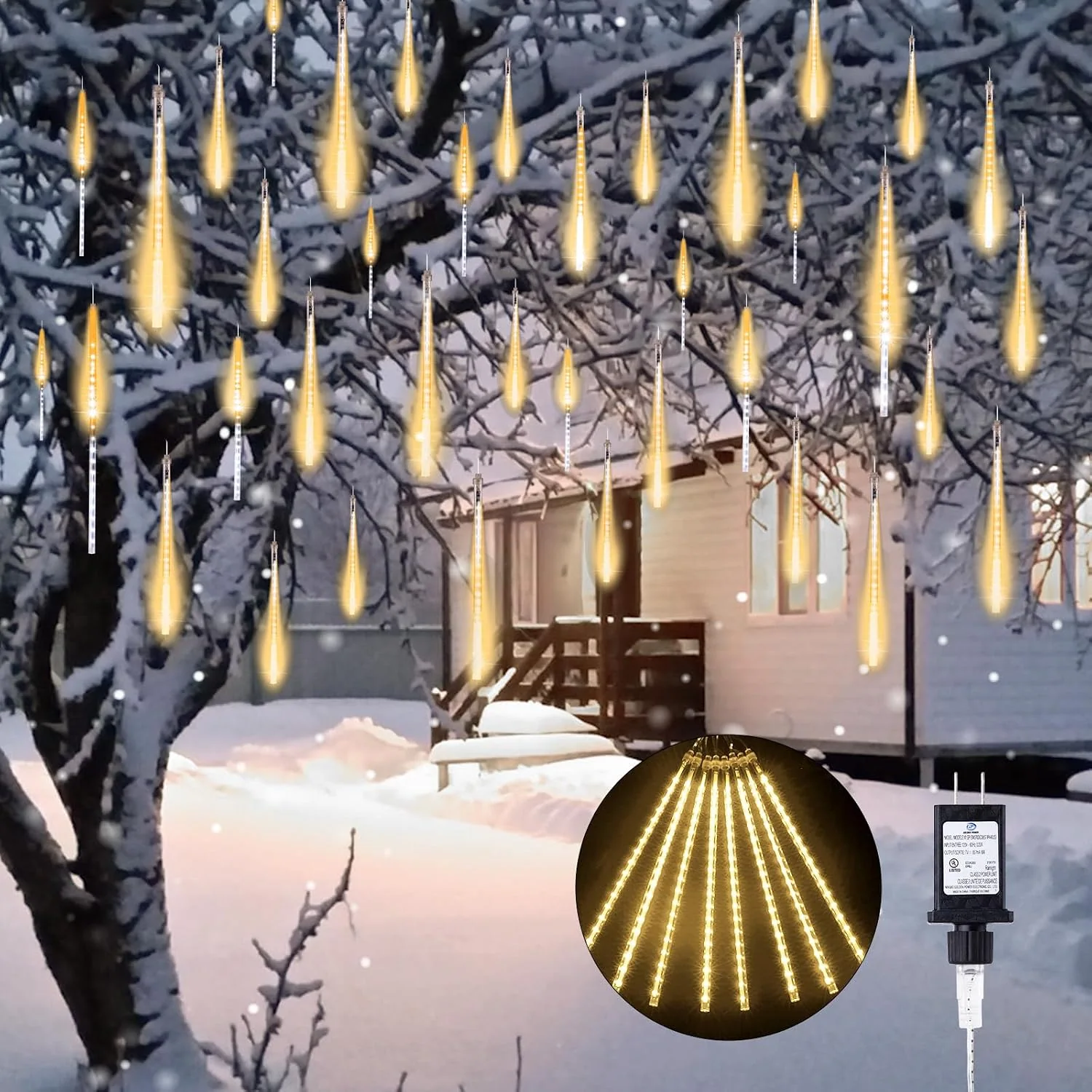 Minetom Meteor Shower Lights Outdoor, Warm White, 864 LED, photo 1