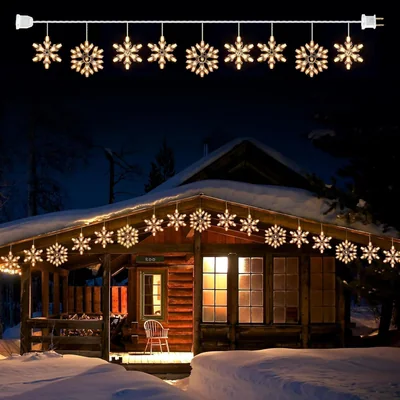 Minetom Snowflake Christmas String Lights with 9 Drops, thumbnail 1