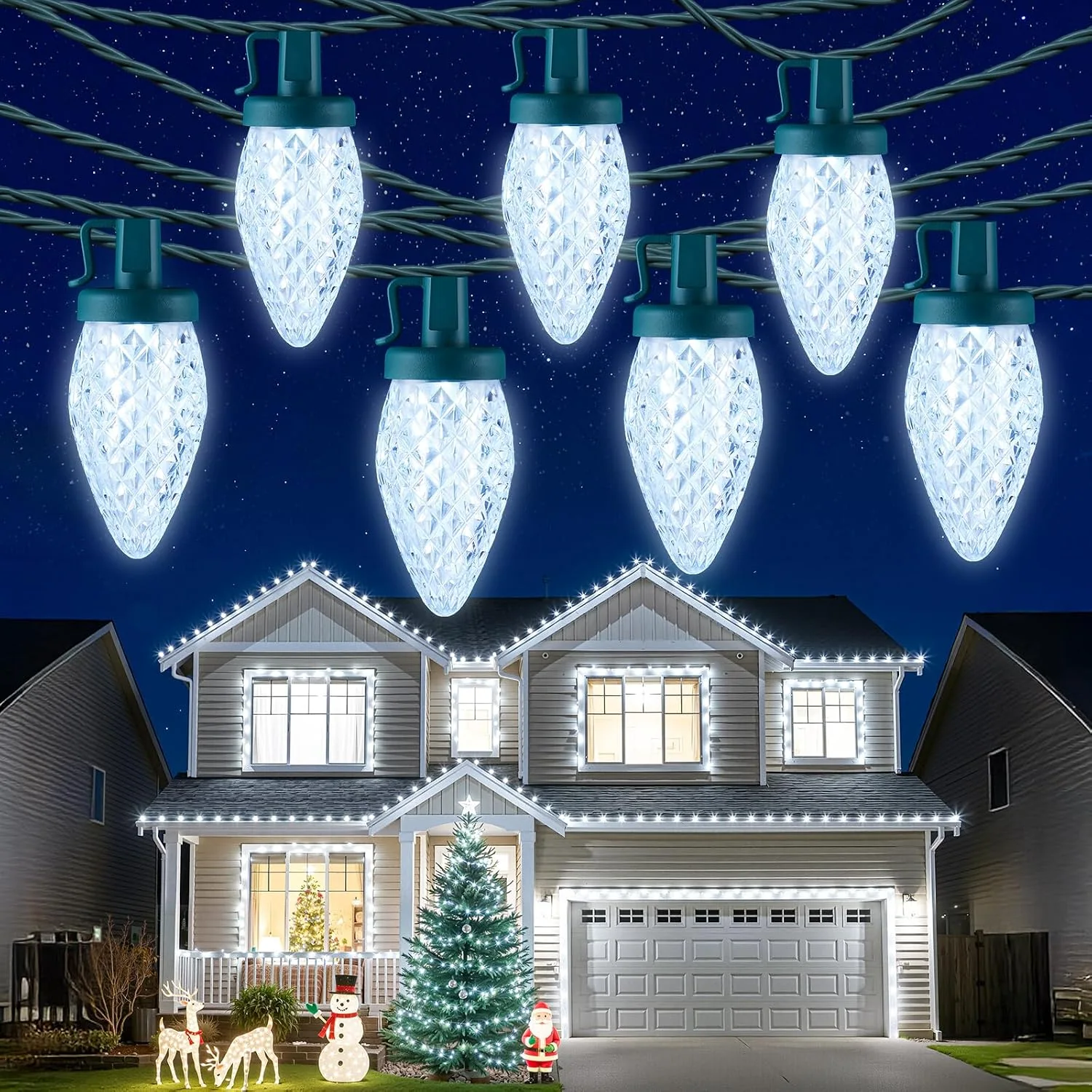 Minetom C9 Christmas Lights Outdoor, 72 FT 110 LED C9 String Lights, White, 110 LED, photo 1