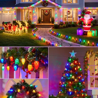 Minetom Solar Christmas Lights Outdoor, 50 LED C9 String Lights, thumbnail 3