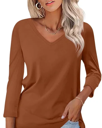 Minetom Women's 3/4 Length Sleeve Tops V Neck T Shirts Casual Basic Tees, thumbnail 29