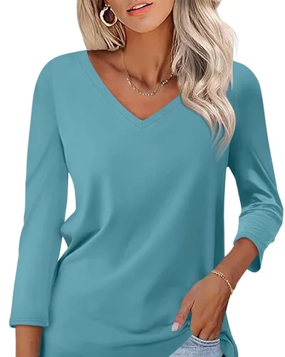 Minetom Women's 3/4 Length Sleeve Tops V Neck T Shirts Casual Basic Tees, thumbnail 19