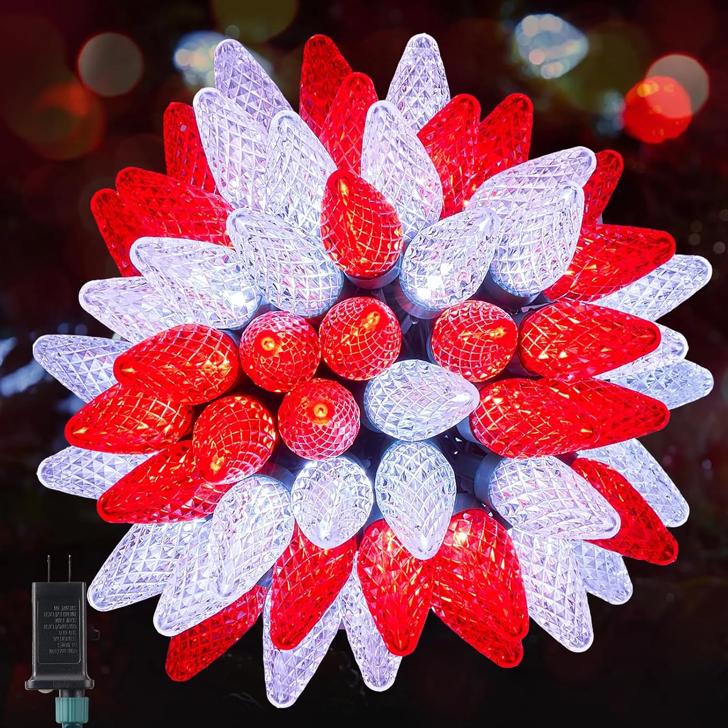 Minetom C9 Christmas Lights Outdoor, 72 FT 110 LED C9 String Lights, Red & White, 110 LED, photo 5