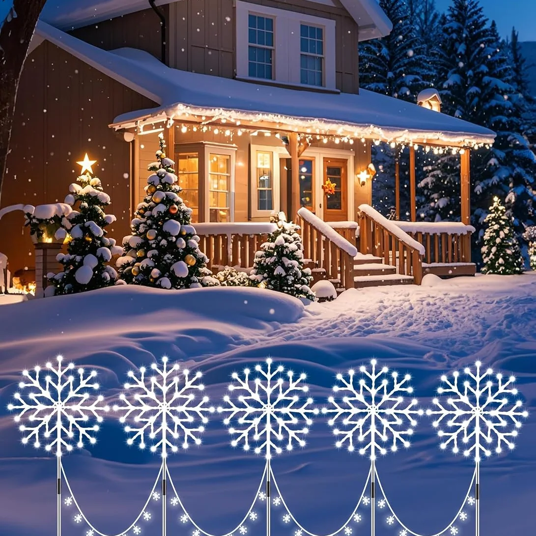 Minetom Snowflake Lights Outdoor, 10 Large Snowflake Christmas Pathway Lights, photo 2