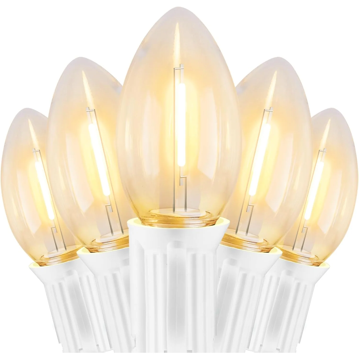 Minetom Vintage C9 Christmas Lights Outdoor, White Wire, Warm White, 50 FT, photo 5