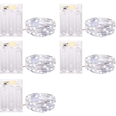 Minetom Fairy Lights Battery Operated, 5 Pack 7 FT 20 LED String Lights, thumbnail 1