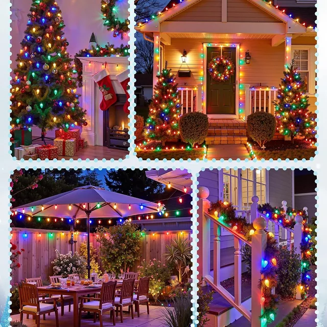 Minetom C9 LED Christmas Lights Outdoor, 81Ft 100 LED String Lights with Quick Clips