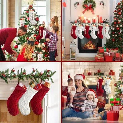Minetom Personalized Christmas Stockings, 18 Inches Hanging Stockings with DIY, thumbnail 4