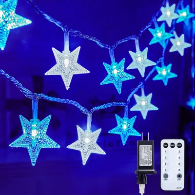 Minetom 33ft Plug in Star String Lights with Remote and Timer, thumbnail 3