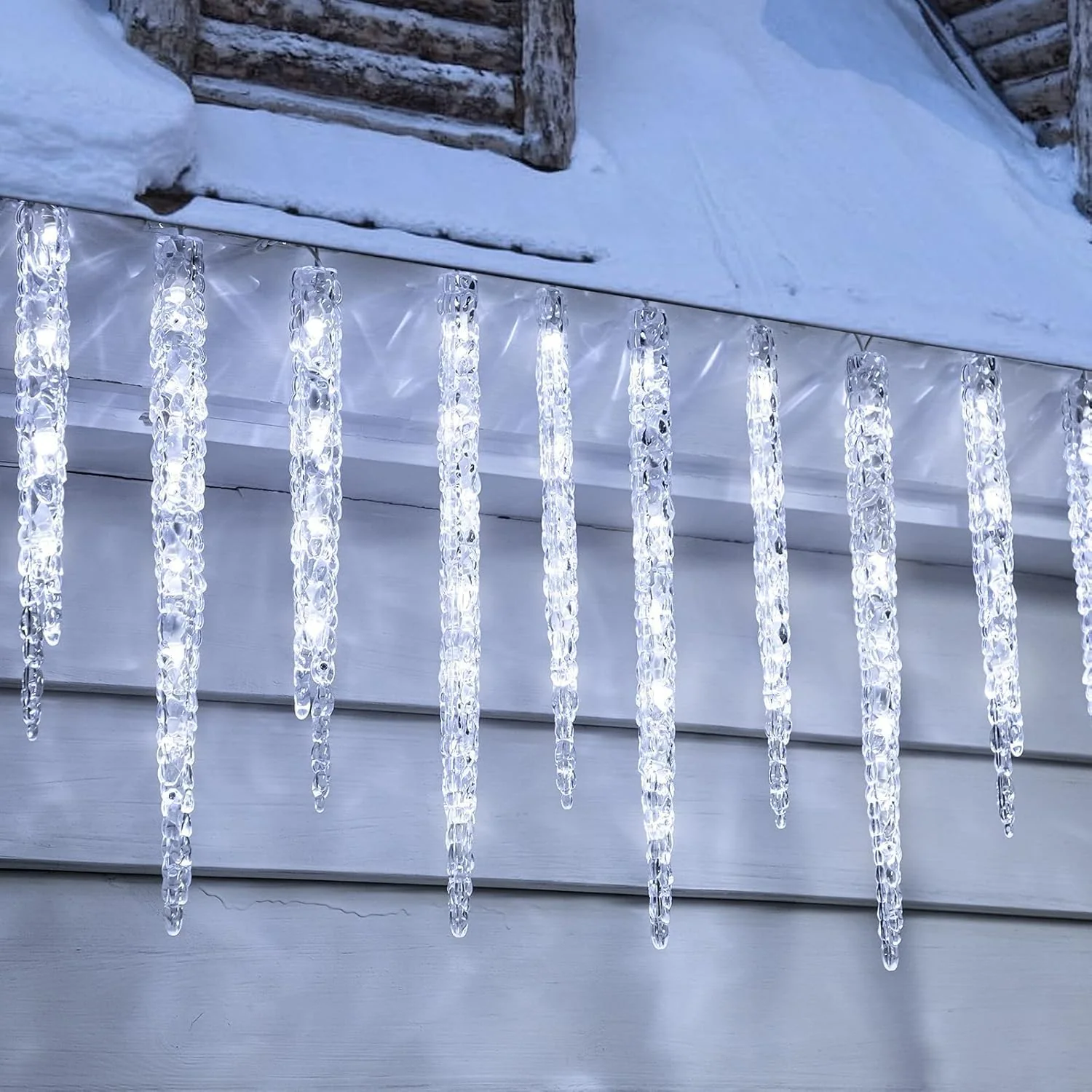 Minetom Icicle Lights Outdoor with Clips, White, 40 Tubes, photo 3