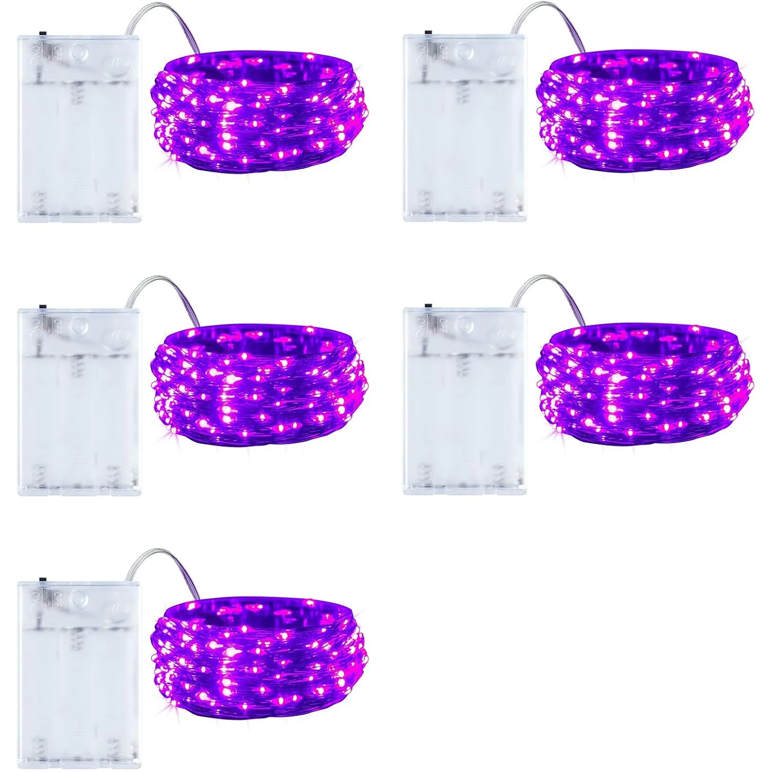 Minetom Fairy Lights Battery Operated, 5 Pack 7 FT 20 LED String Lights, Purple, 5 Pack, photo 11