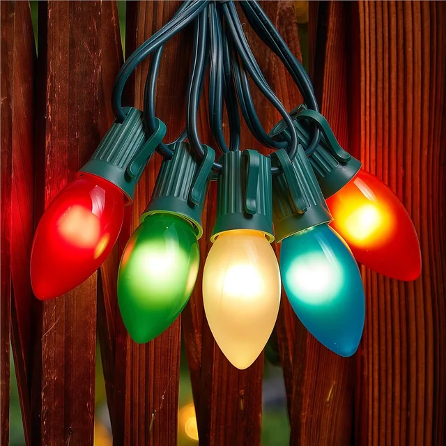 Minetom C9 Christmas Lights Outdoor, 100Feet Vintage Christmas String Lights