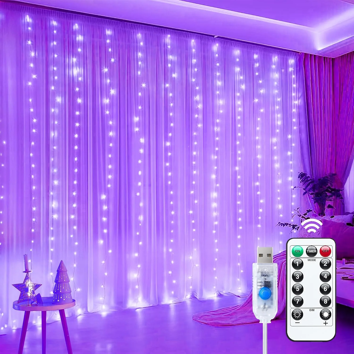 Minetom Curtain Lights, Purple, 1 Pack, photo 7