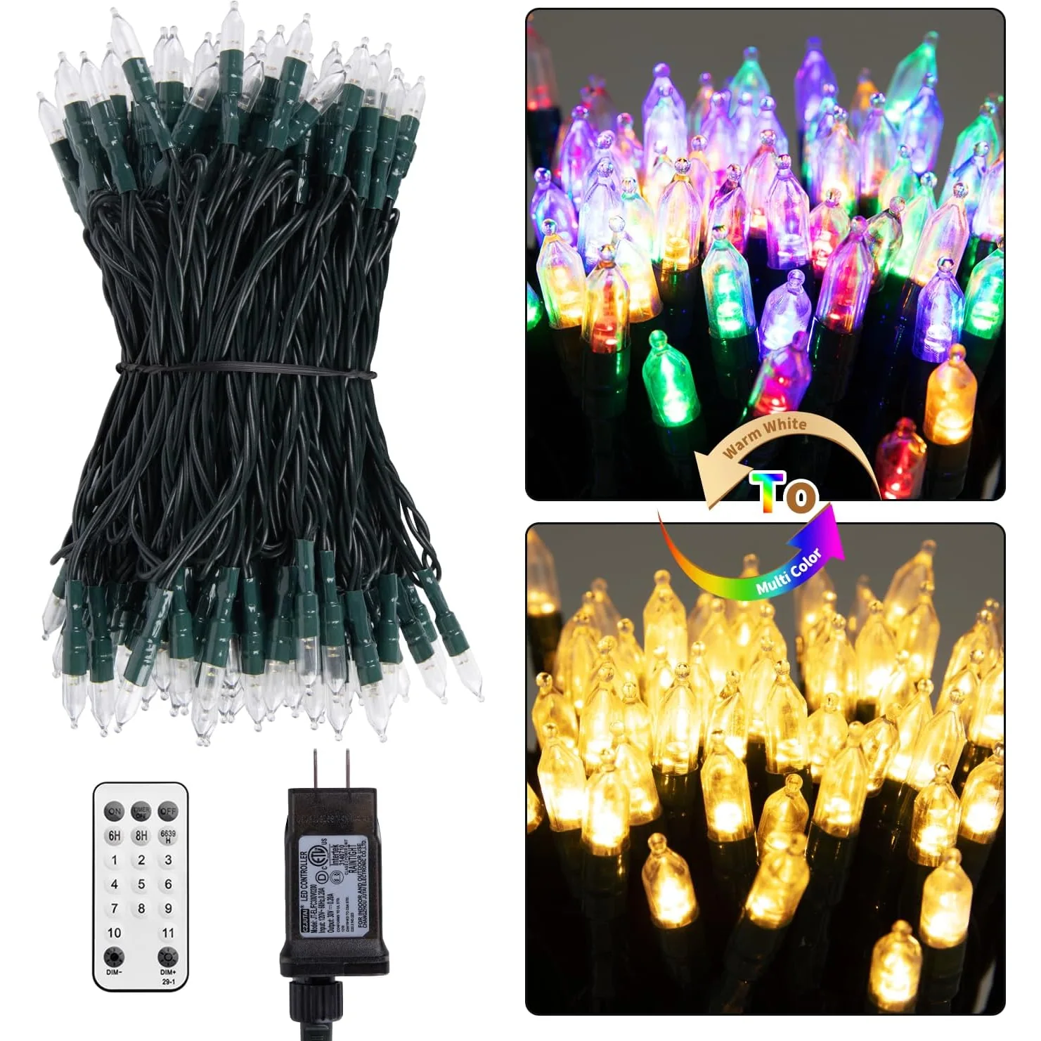 Minetom Orange Halloween String Lights Outdoor, Warm White & Multicolor, 200LEDs, photo 7