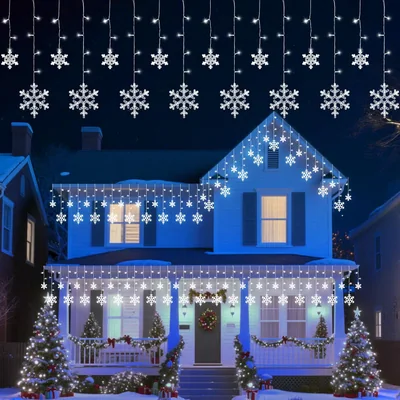 Minetom Christmas Snowflake Icicle Lights, thumbnail 1