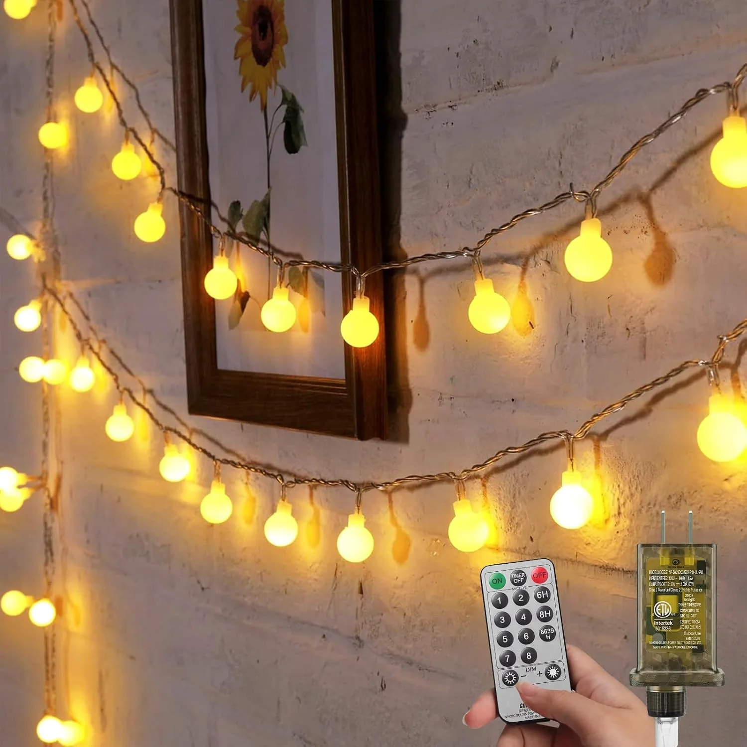 Minetom 66 Feet 200 Led Globe Ball String Lights, Warm White, 200LED, photo 4