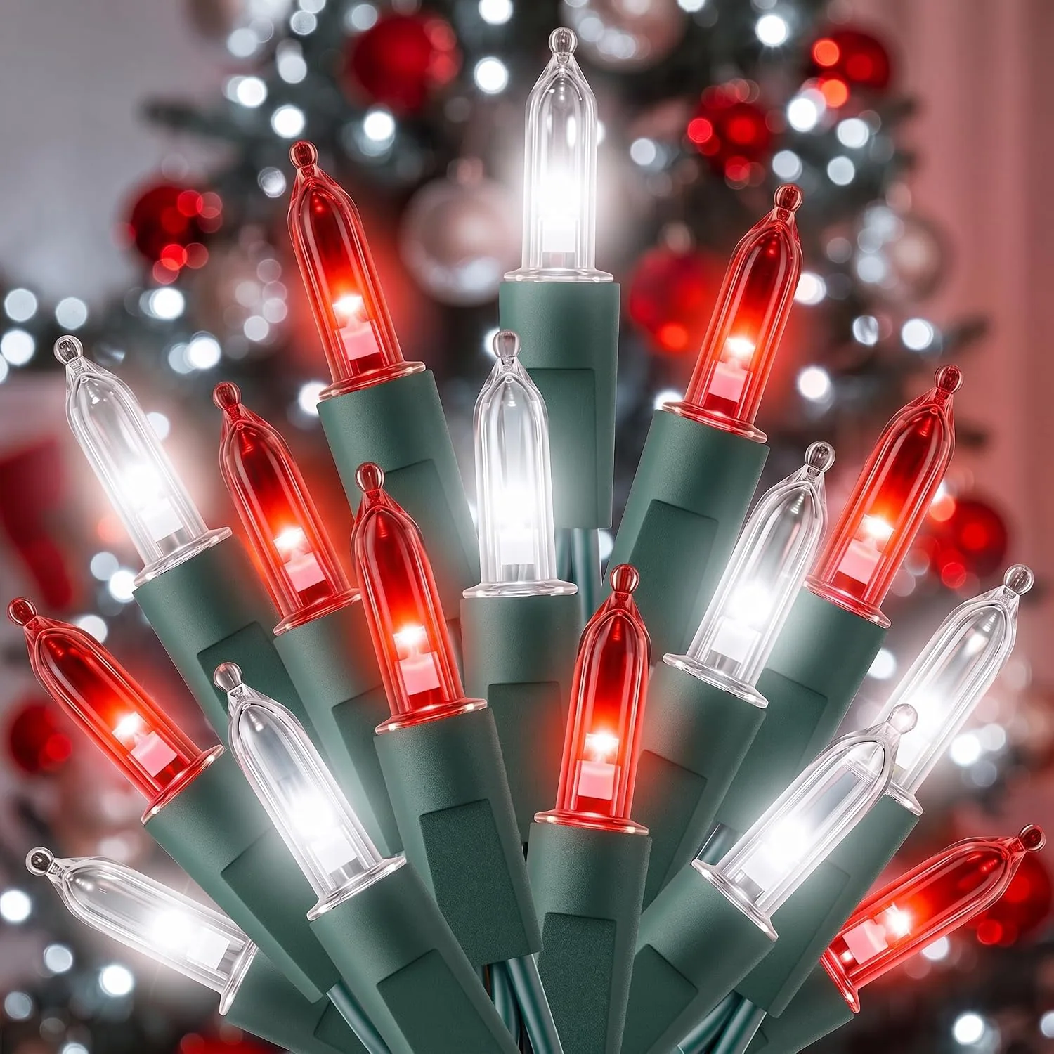 Minetom LED Christmas Lights Indoor Outdoor, Red and White, 33 ft, photo 8