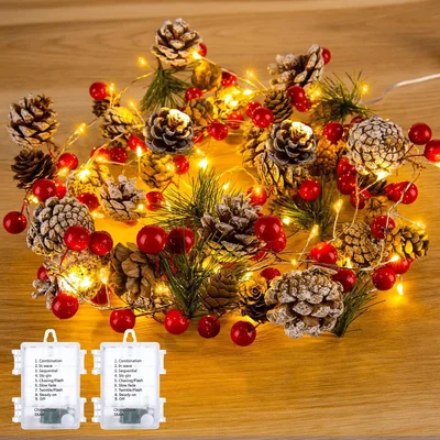 Minetom Christmas Pine Lighted Garland Decor, thumbnail 4