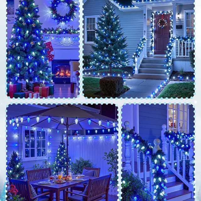 Minetom C9 LED Christmas Lights Outdoor with 100 Spring Clips
