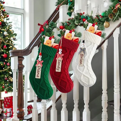 Minetom Personalized Christmas Stockings, Christmas Hanging Stockings with Name Tags, thumbnail 3