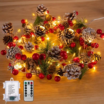 Minetom Christmas Pine Lighted Garland Decor, thumbnail 1